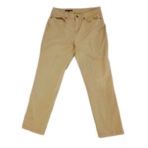 Brooks Brothers Womens Khaki Denim Pants Size 10 Straight Leg Preppy 32 Waist